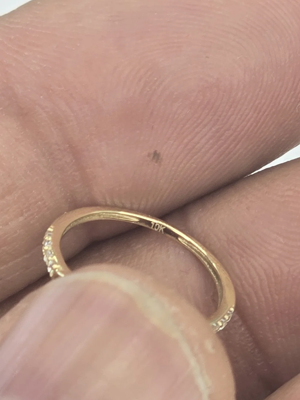 10k Real Gold Crown Number 3 Ring with Clear Stones - Women Jewelry